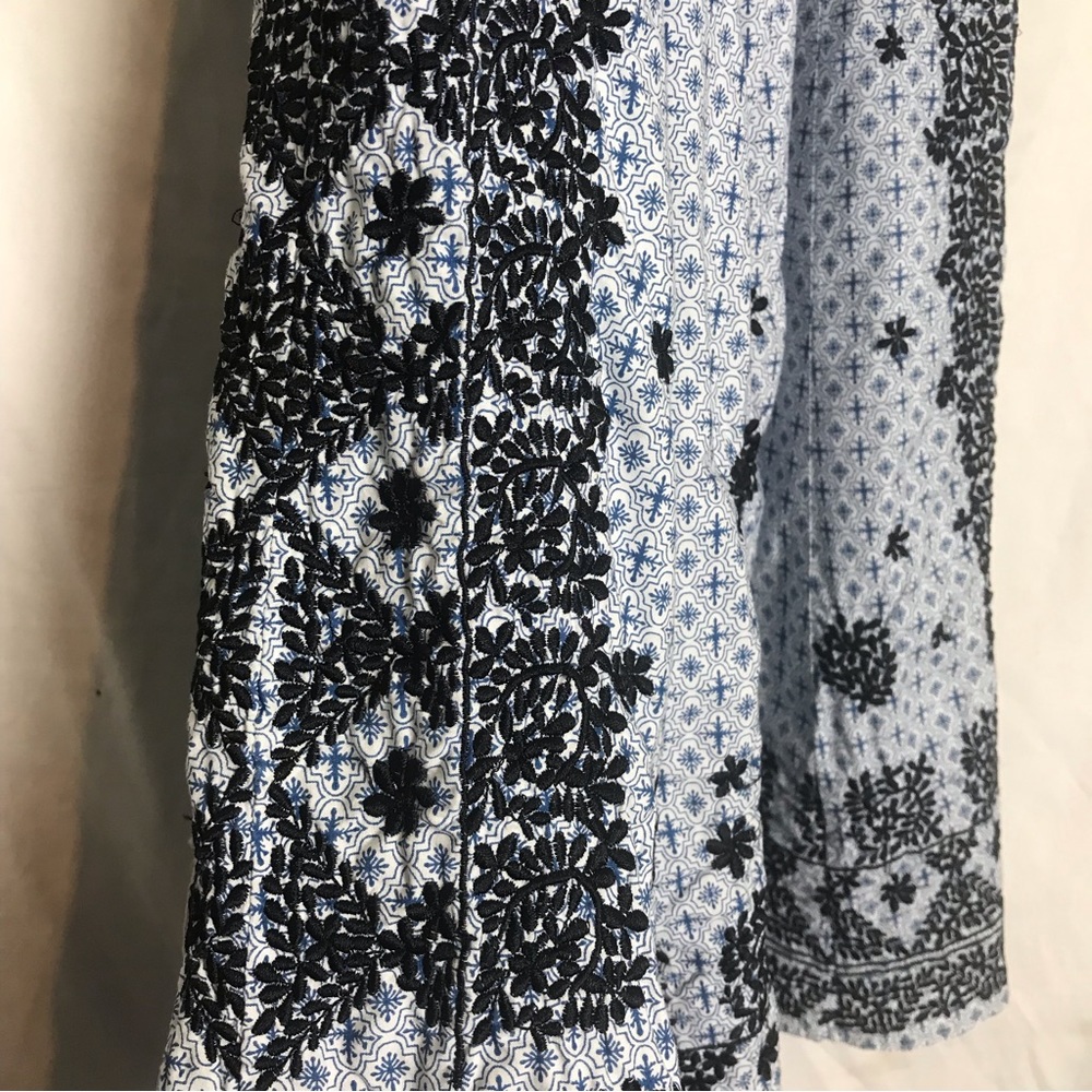 Moulinette Soeurs Coquette Blue Floral Embroidered Fit & Flare Dress Size 0 Boho - Picture 5 of 16